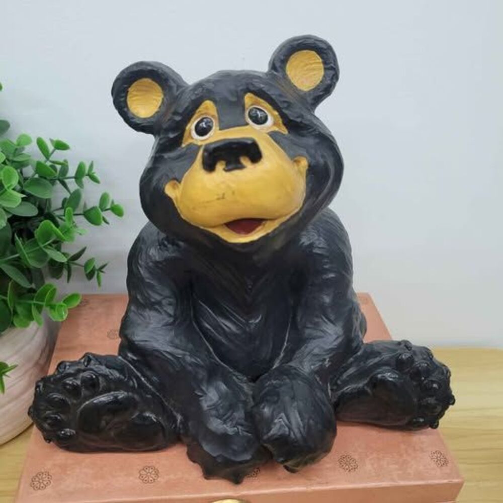 Vintage Black Bear Sculpture Decor Cabin Lodge - Paws & Clause